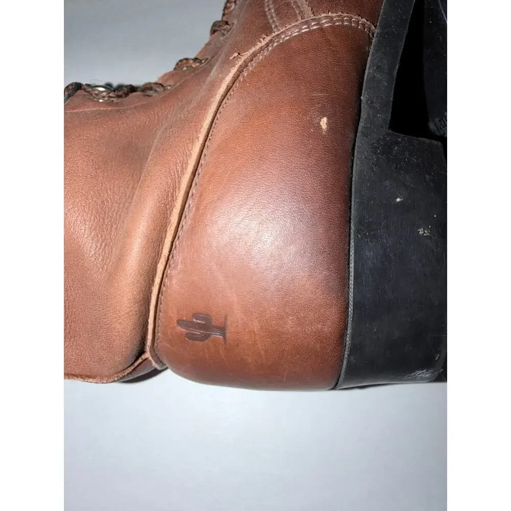 Vintage Laredo lace up western boots dark tan 8D USA made ropers rodeo country